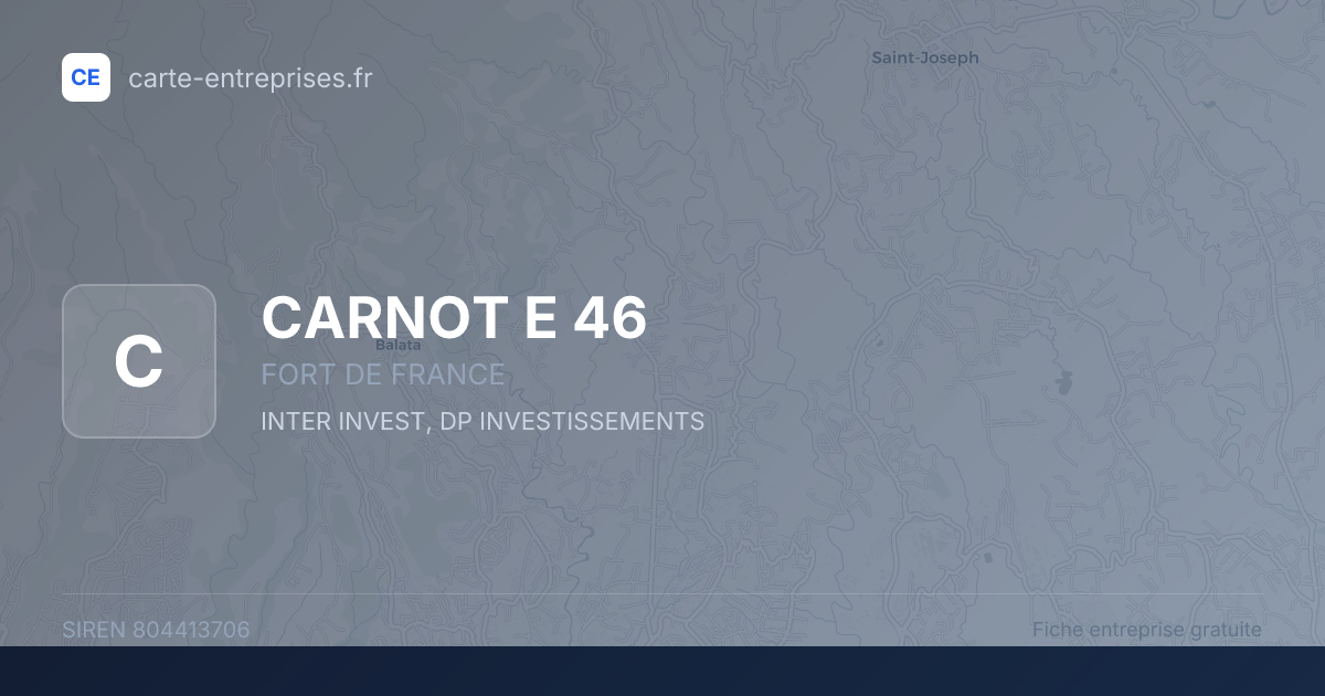 CARNOT E 46 — 804413706 — fiche entreprise