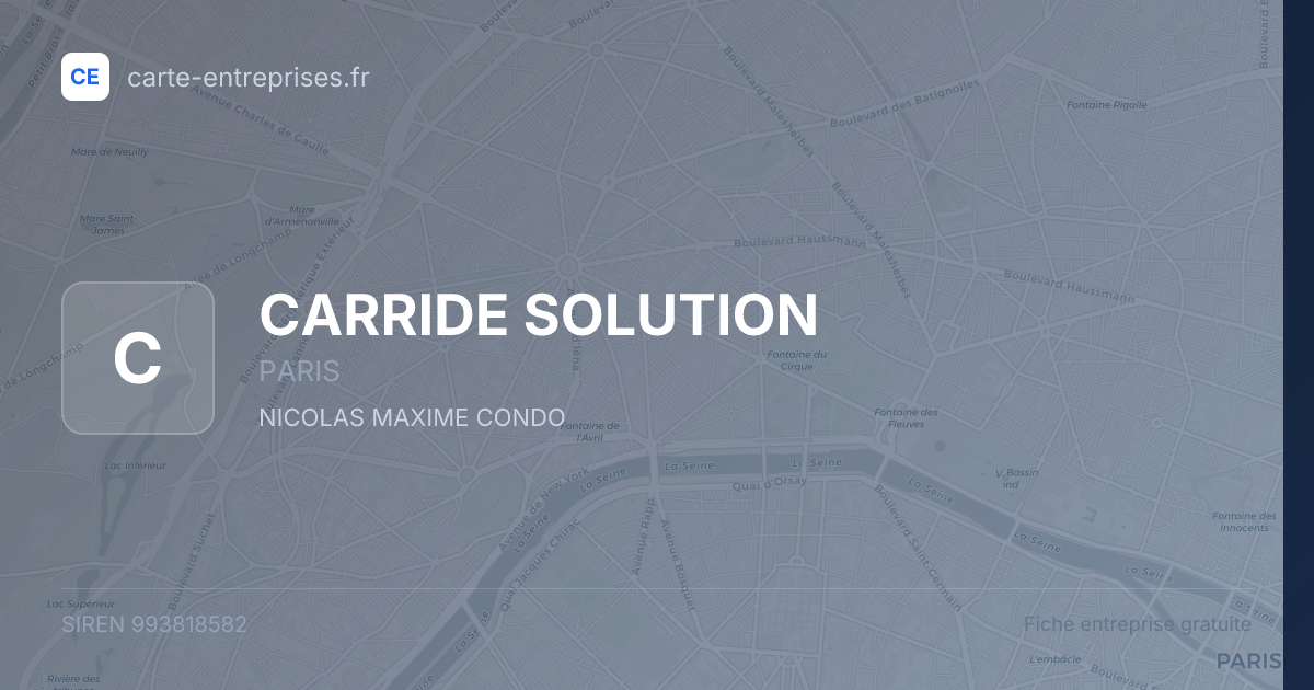 CARRIDE SOLUTION — 993818582 — fiche entreprise
