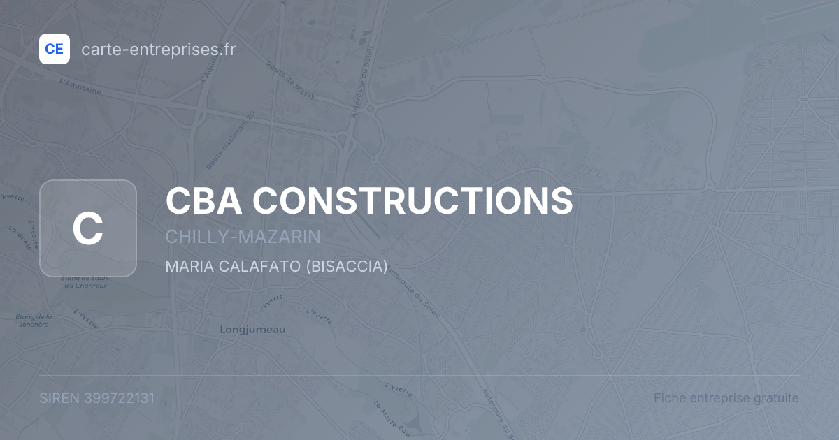 CBA CONSTRUCTIONS — 399722131 — fiche entreprise