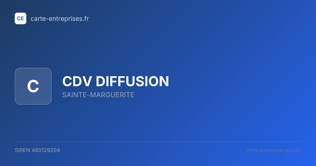 CDV DIFFUSION — 480129204 — fiche entreprise