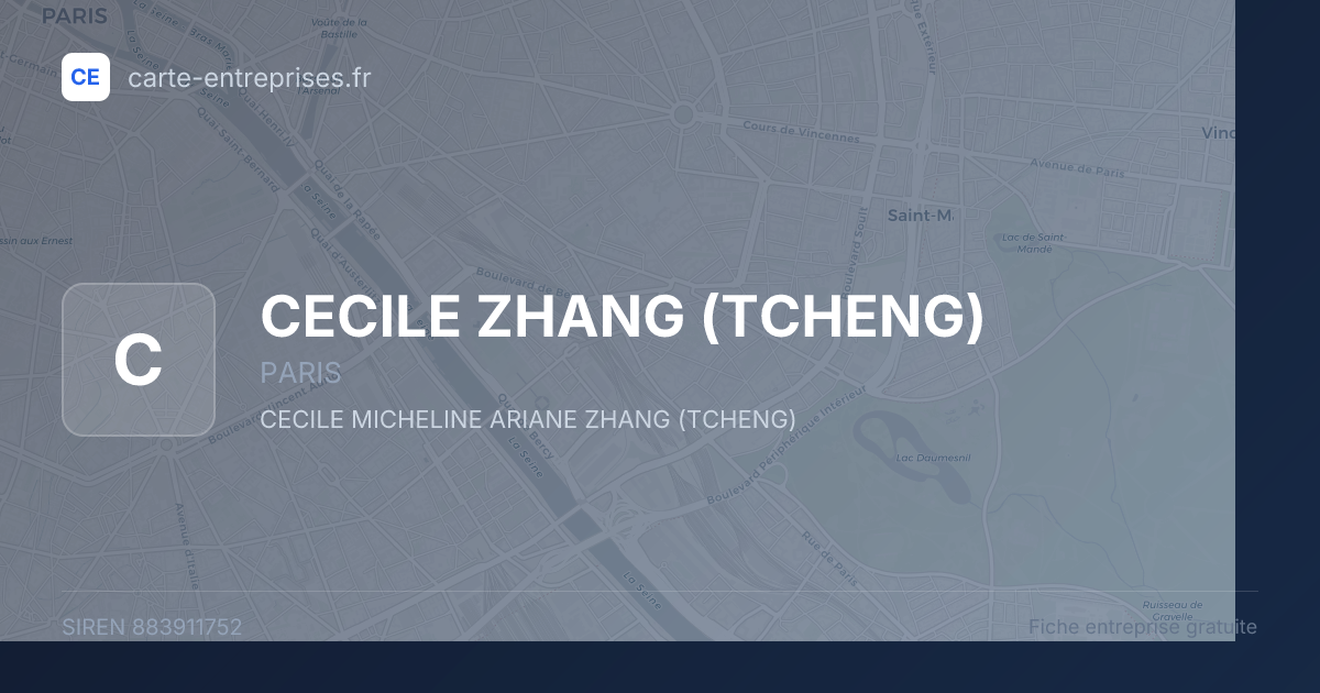 CECILE ZHANG (TCHENG) — 883911752 — fiche entreprise