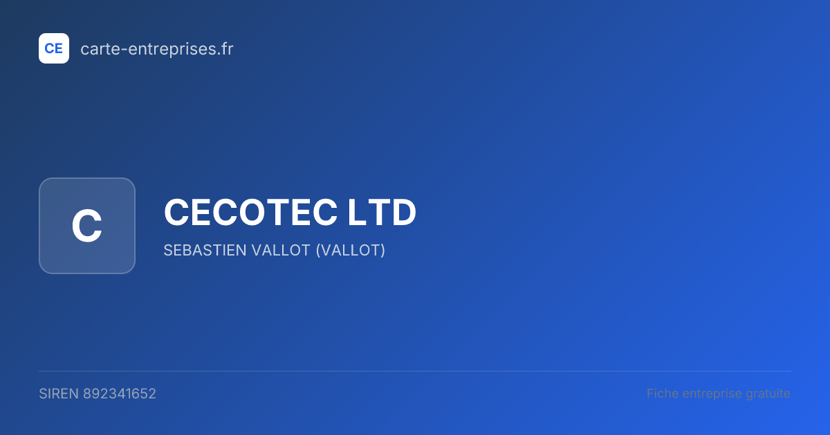CECOTEC LTD — 892341652 — fiche entreprise