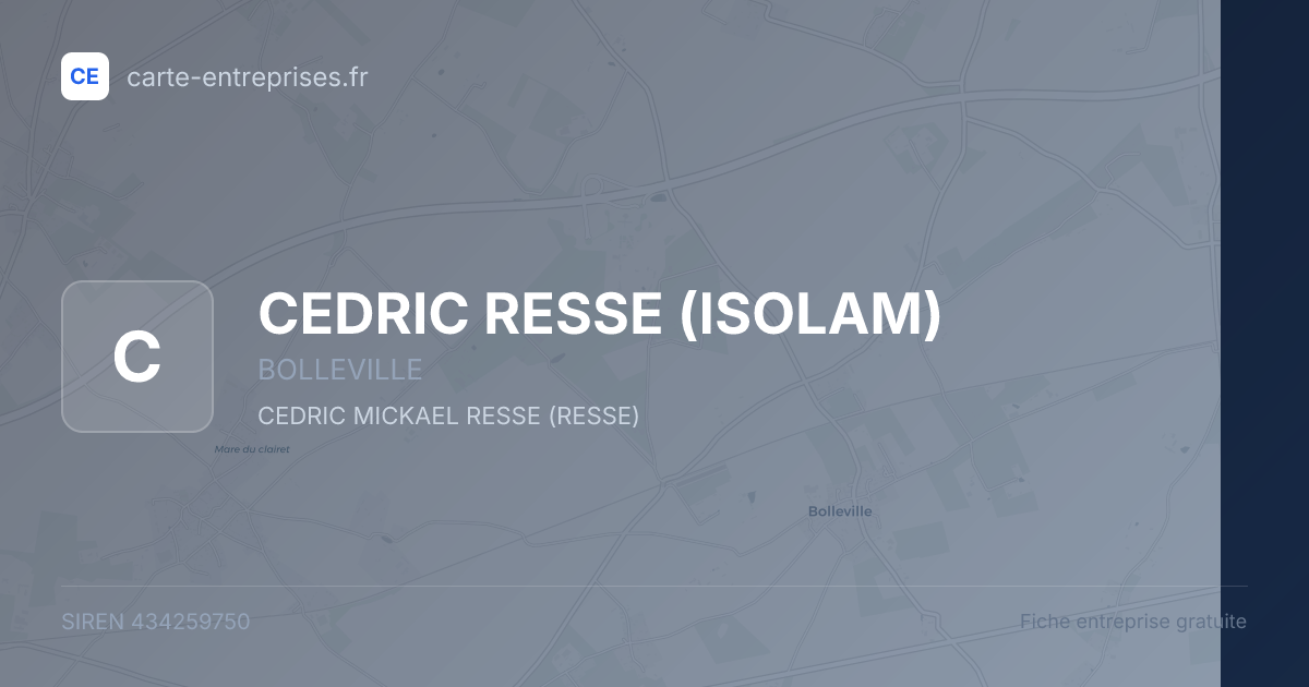 CEDRIC RESSE (ISOLAM) — 434259750 — fiche entreprise