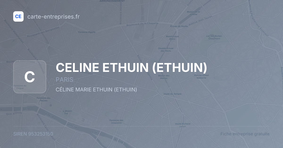 CELINE ETHUIN (ETHUIN) — 953253150 — fiche entreprise