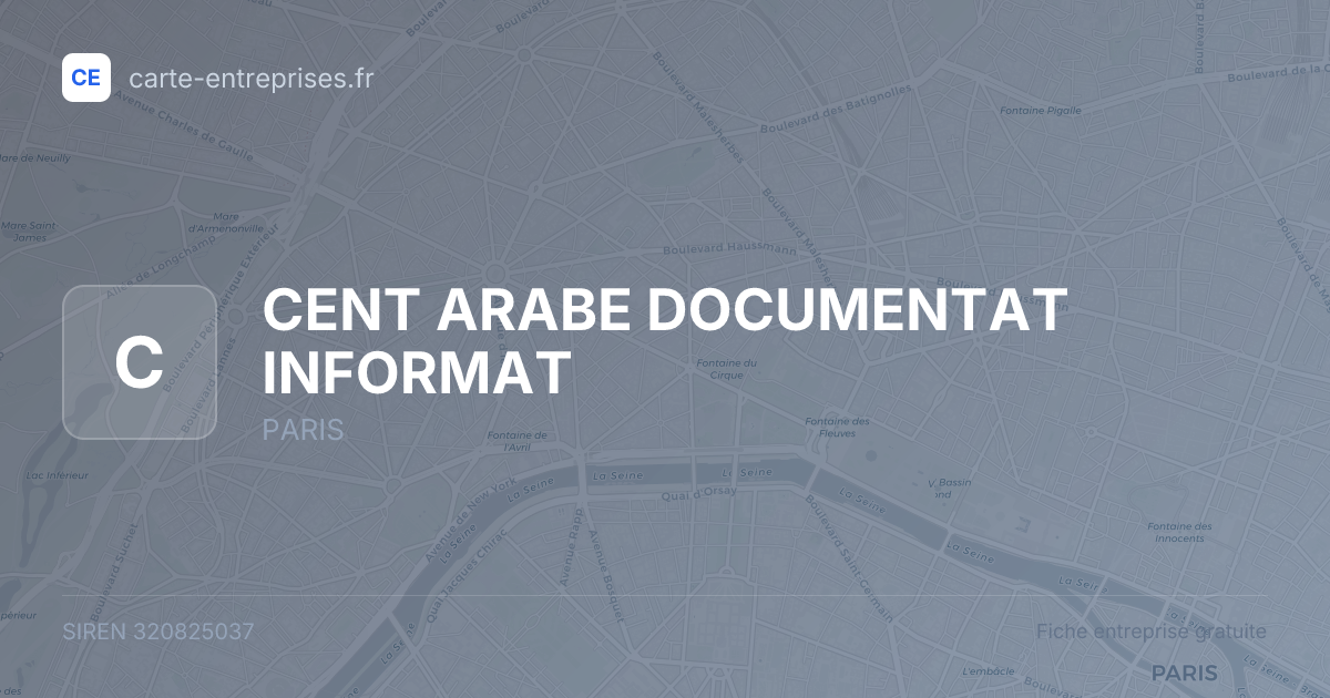 CENT ARABE DOCUMENTAT INFORMAT — 320825037 — fiche entreprise