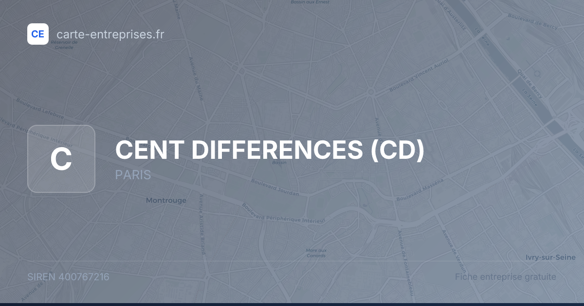 CENT DIFFERENCES (CD) — 400767216 — fiche entreprise