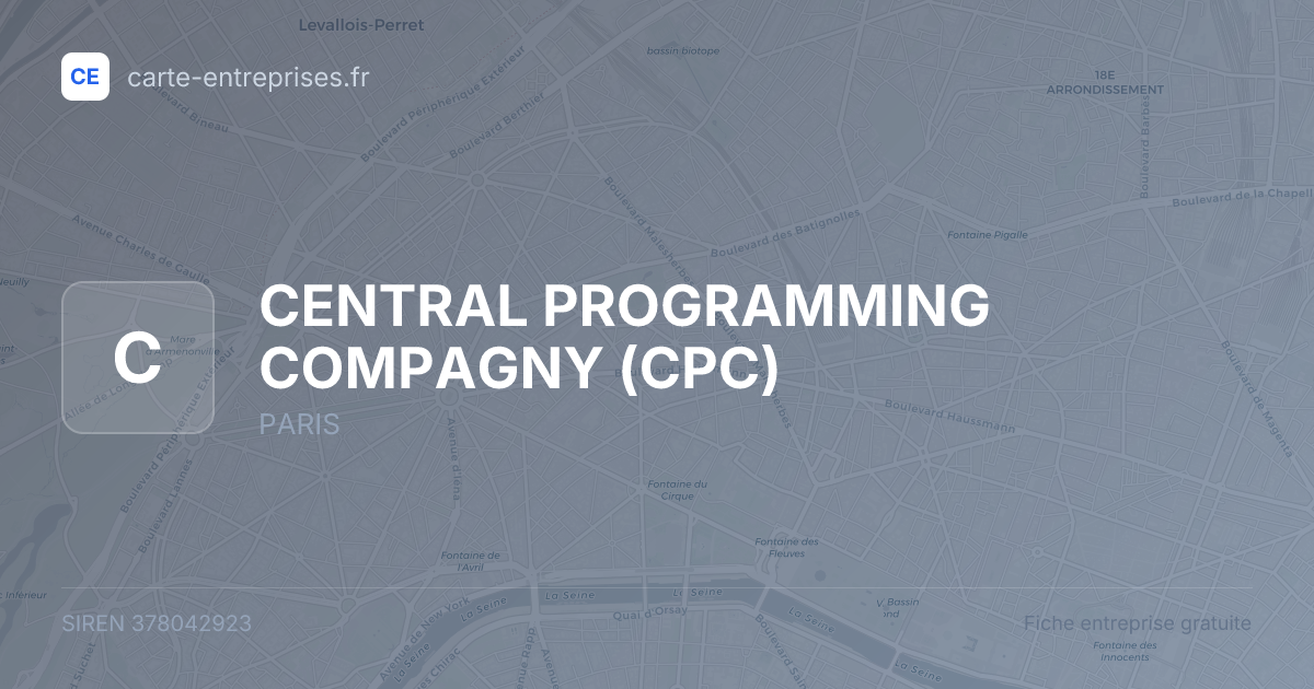 CENTRAL PROGRAMMING COMPAGNY (CPC) — 378042923 — fiche entreprise