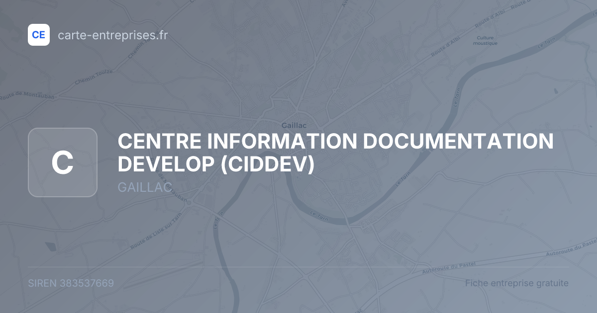 CENTRE INFORMATION DOCUMENTATION DEVELOP (CIDDEV) — 383537669 — fiche entreprise