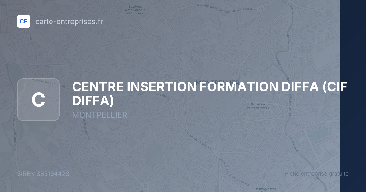 CENTRE INSERTION FORMATION DIFFA (CIF DIFFA) — 385194428 — fiche entreprise