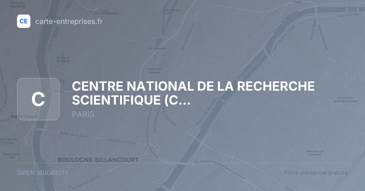 CENTRE NATIONAL DE LA RECHERCHE SCIENTIFIQUE (CNRS) — 180089013 — fiche entreprise