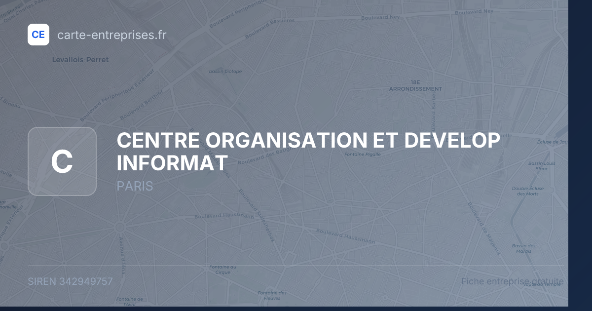 CENTRE ORGANISATION ET DEVELOP INFORMAT — 342949757 — fiche entreprise