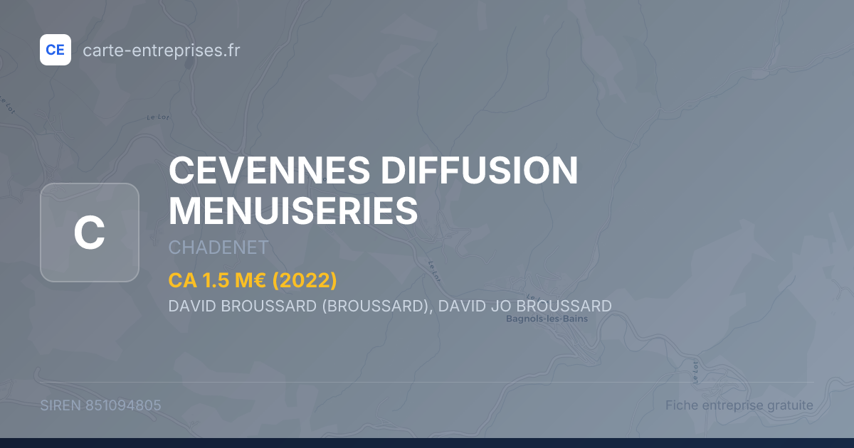 CEVENNES DIFFUSION MENUISERIES — 851094805 — fiche entreprise