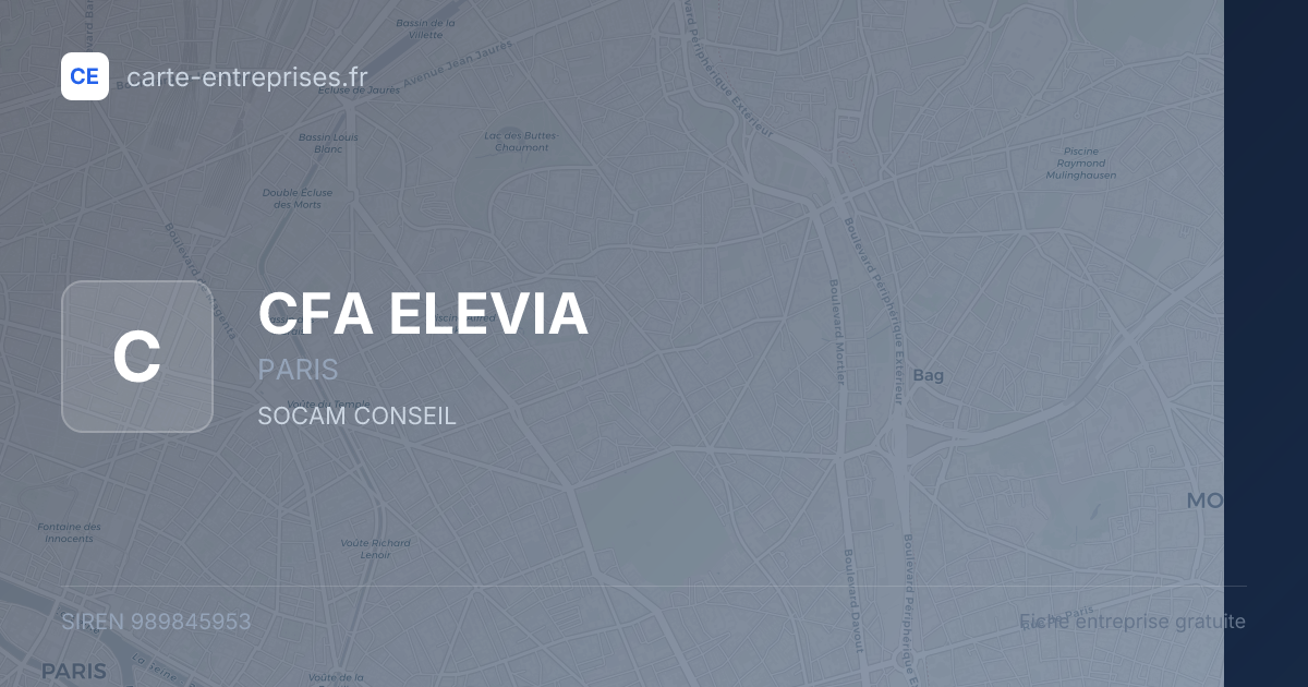 CFA ELEVIA — 989845953 — fiche entreprise