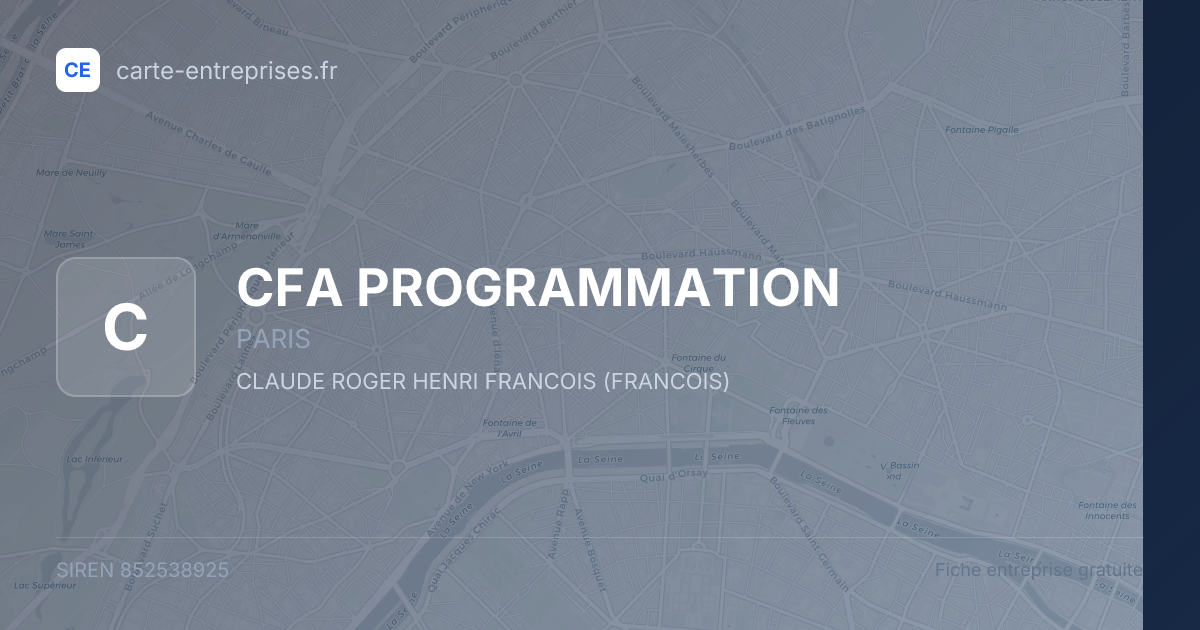 CFA PROGRAMMATION — 852538925 — fiche entreprise