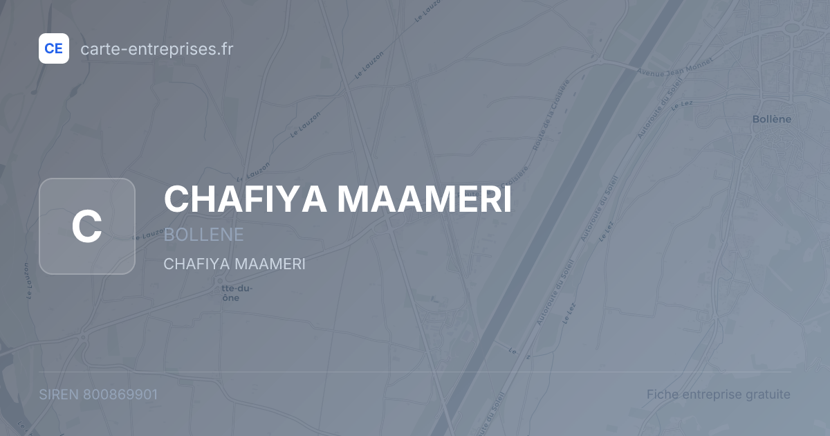 CHAFIYA MAAMERI — 800869901 — fiche entreprise