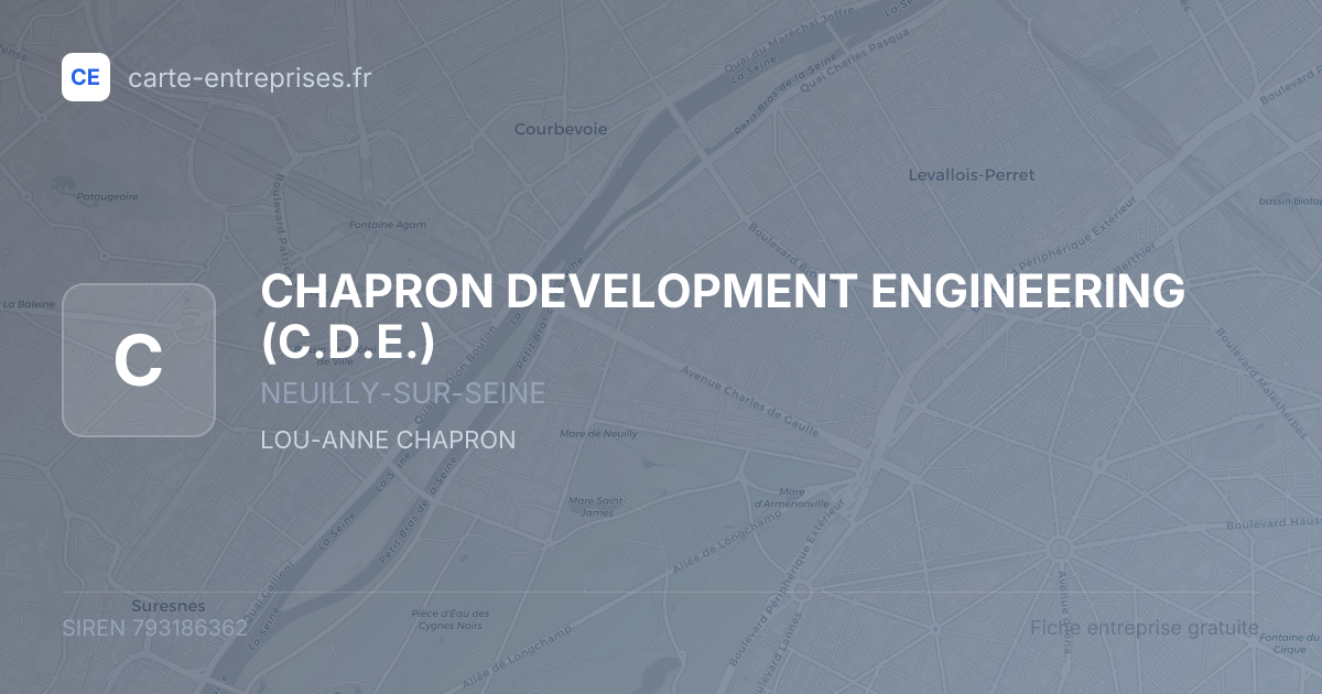 CHAPRON DEVELOPMENT ENGINEERING (C.D.E.) — 793186362 — fiche entreprise