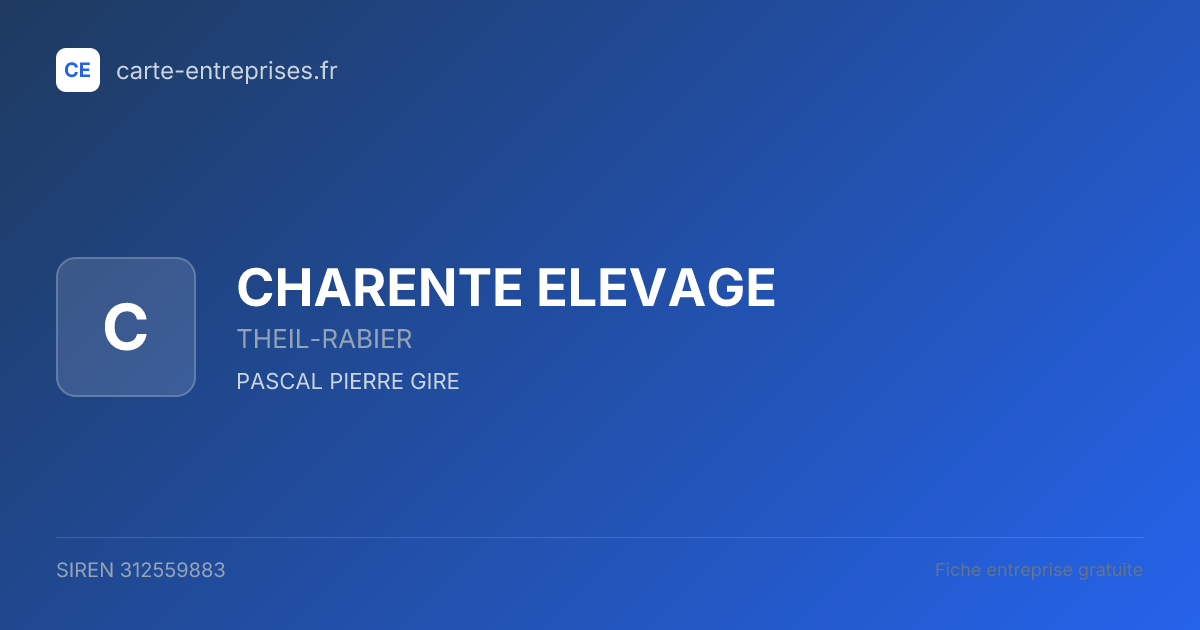 CHARENTE ELEVAGE — 312559883 — fiche entreprise