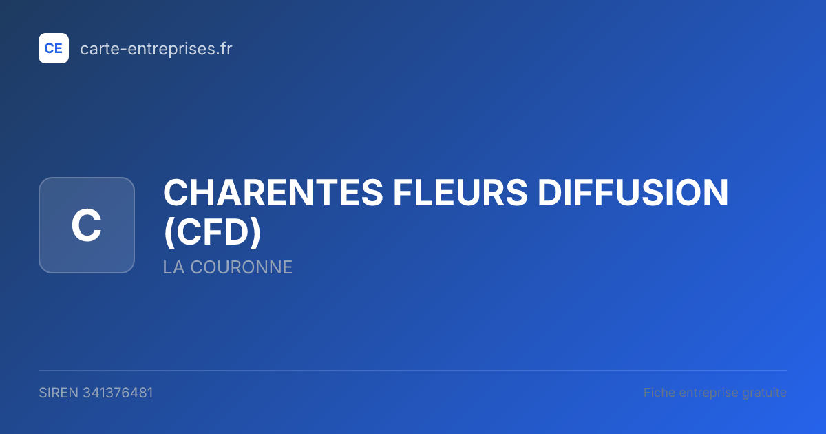 CHARENTES FLEURS DIFFUSION (CFD) — 341376481 — fiche entreprise
