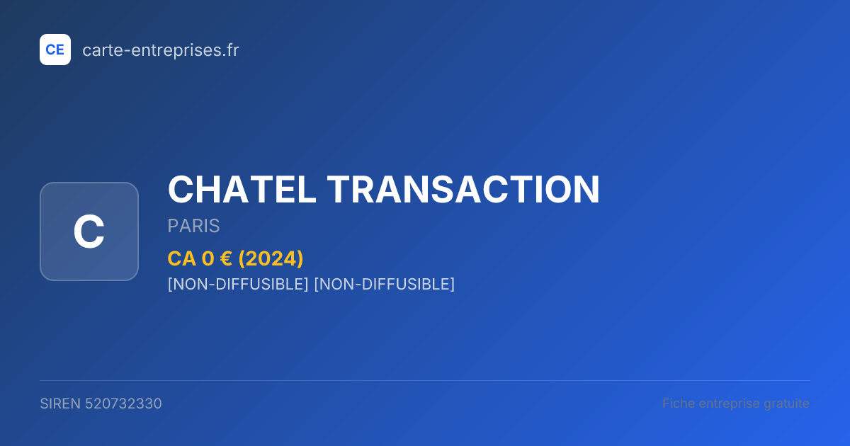 CHATEL TRANSACTION — 520732330 — fiche entreprise