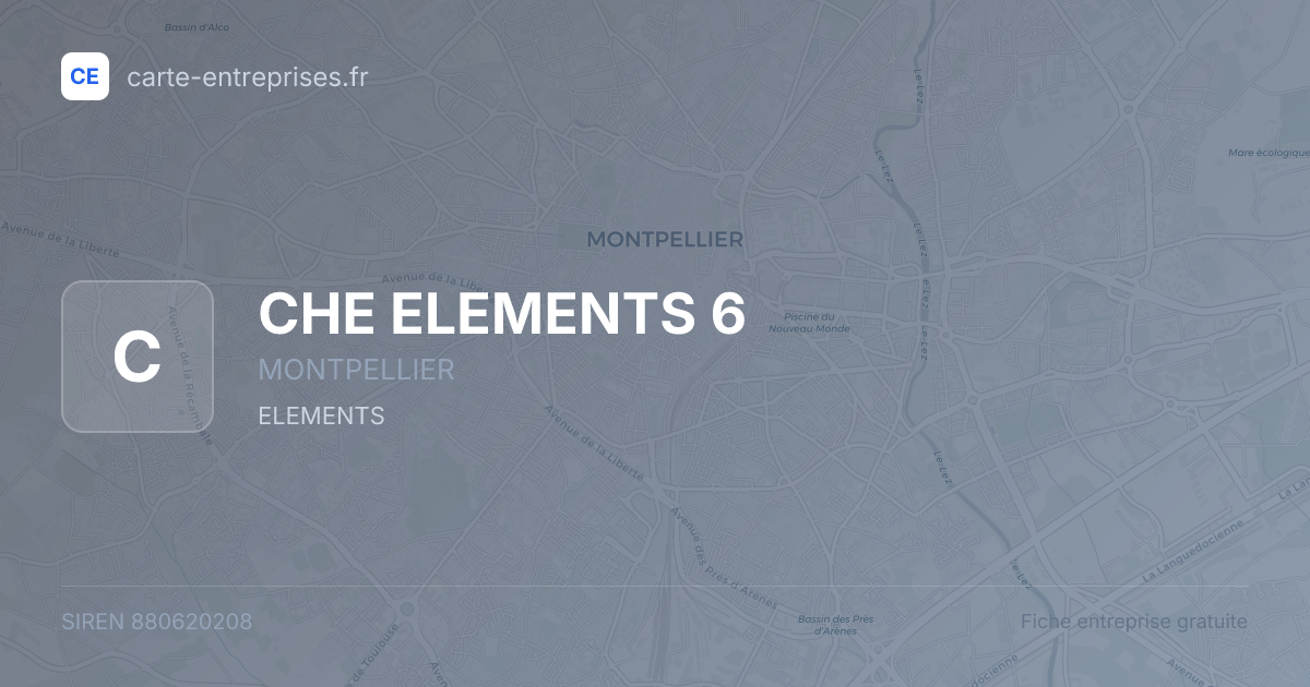 CHE ELEMENTS 6 — 880620208 — fiche entreprise