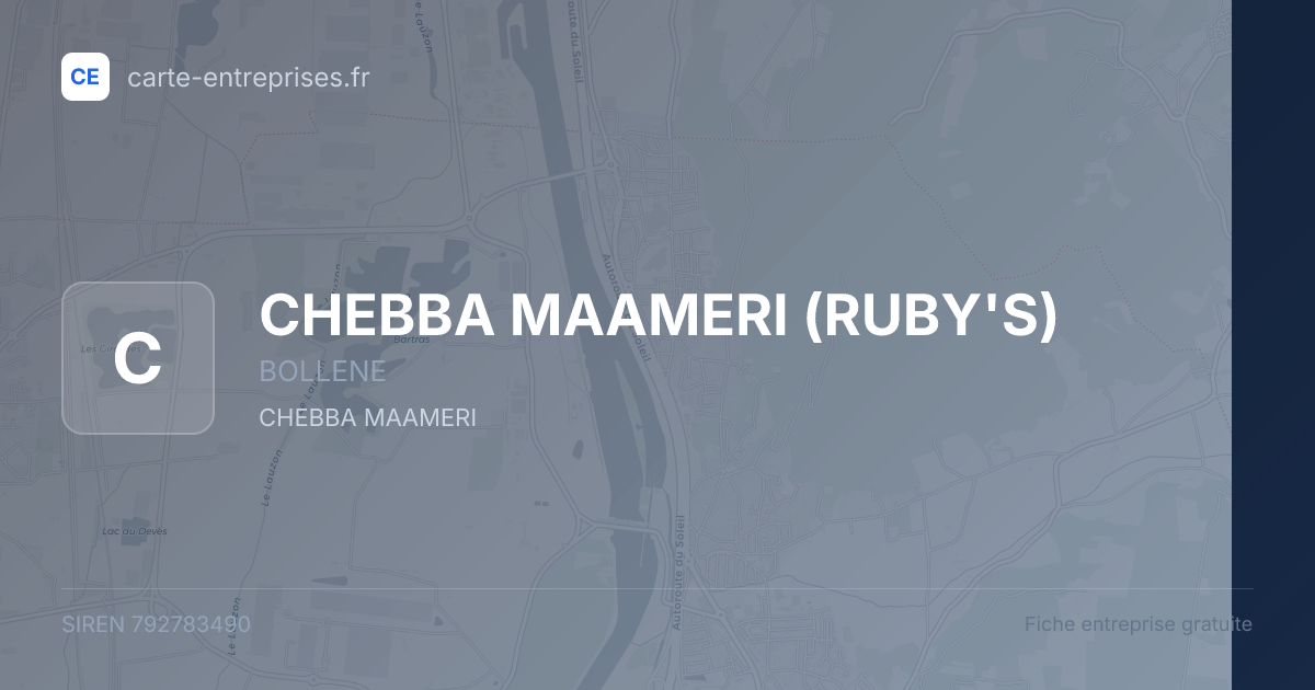 CHEBBA MAAMERI (RUBY'S) — 792783490 — fiche entreprise