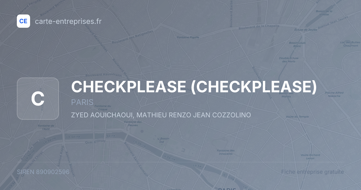 CHECKPLEASE — 890902596 — fiche entreprise