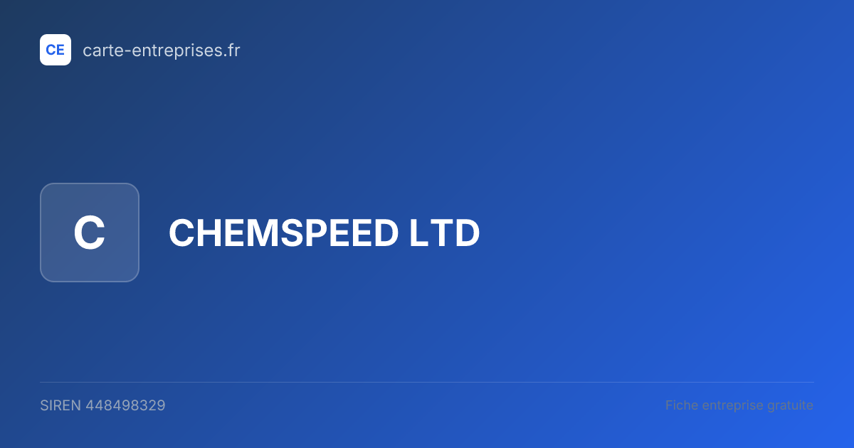 CHEMSPEED LTD — 448498329 — fiche entreprise
