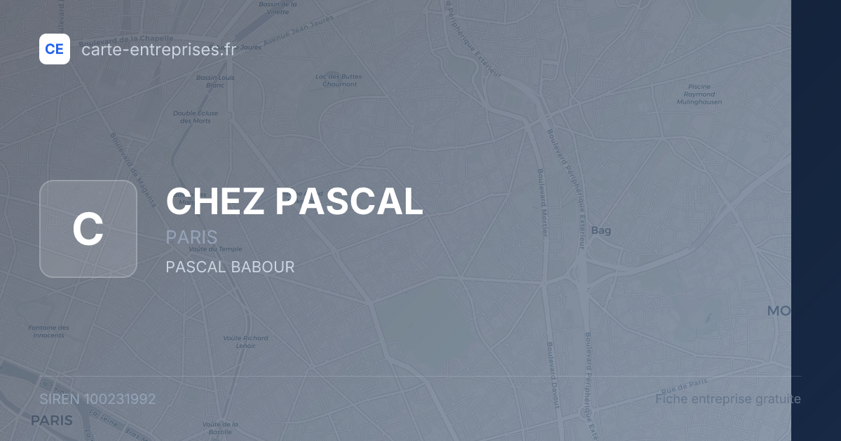 CHEZ PASCAL — 100231992 — fiche entreprise