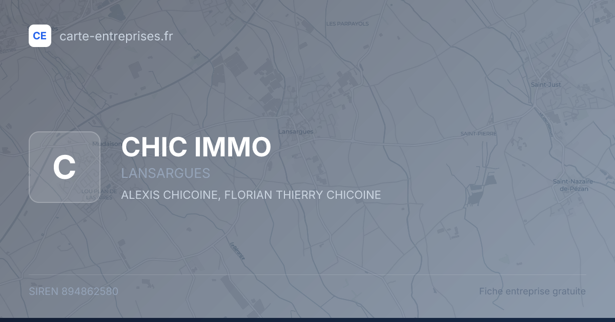 CHIC IMMO — 894862580 — fiche entreprise