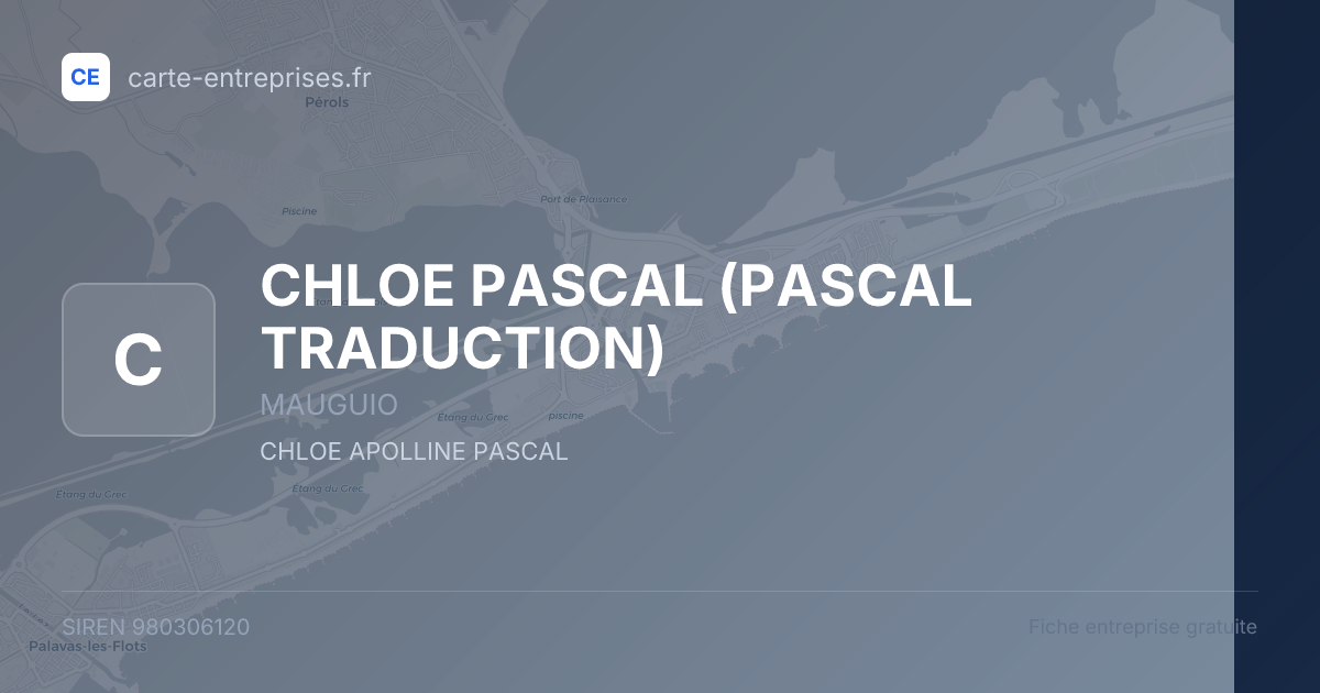 CHLOE PASCAL (PASCAL TRADUCTION) — 980306120 — fiche entreprise