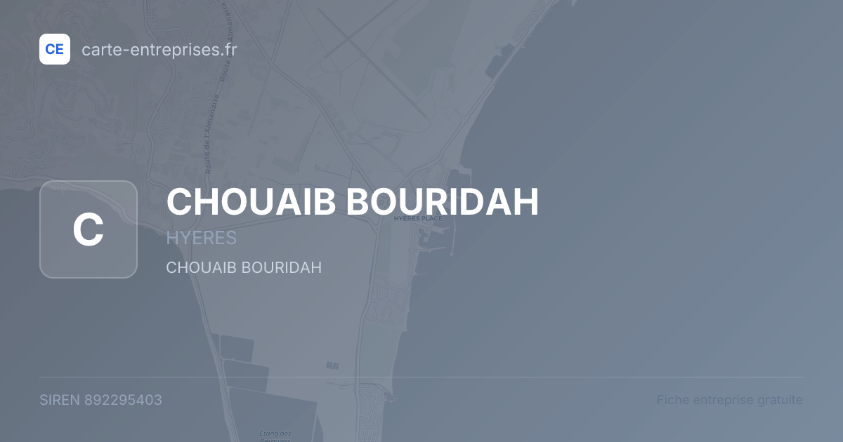 CHOUAIB BOURIDAH — 892295403 — fiche entreprise