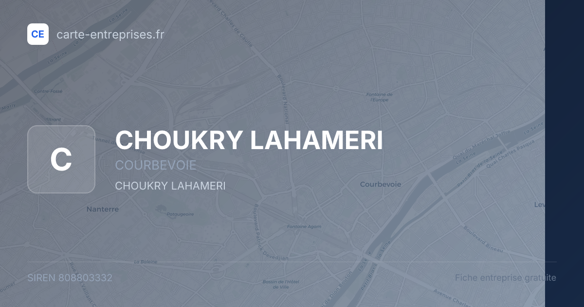 CHOUKRY LAHAMERI — 808803332 — fiche entreprise