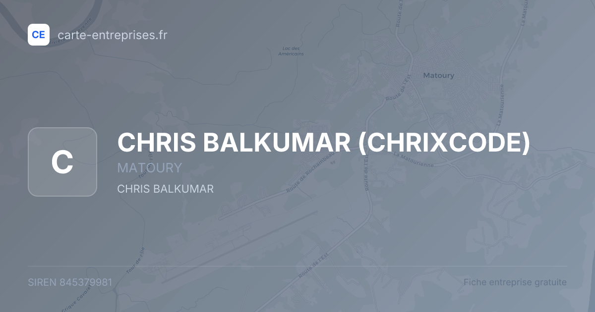 CHRIS BALKUMAR (CHRIXCODE) — 845379981 — fiche entreprise