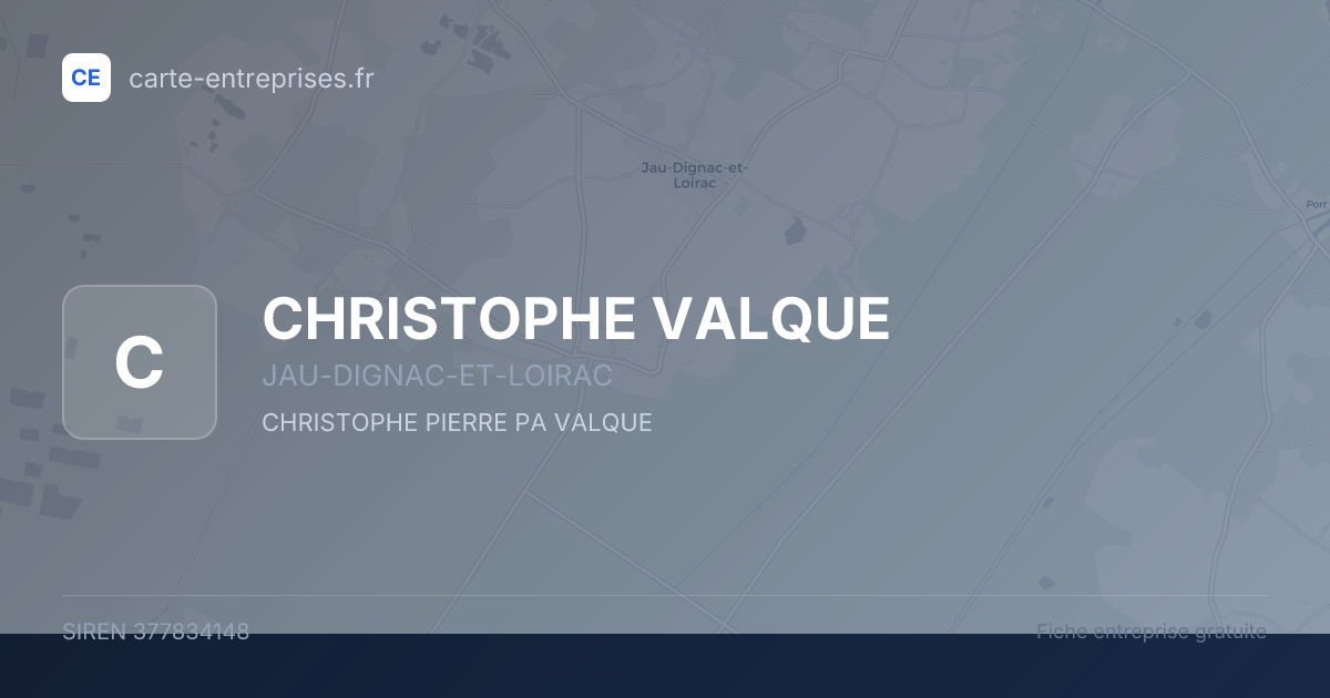 CHRISTOPHE VALQUE — 377834148 — fiche entreprise