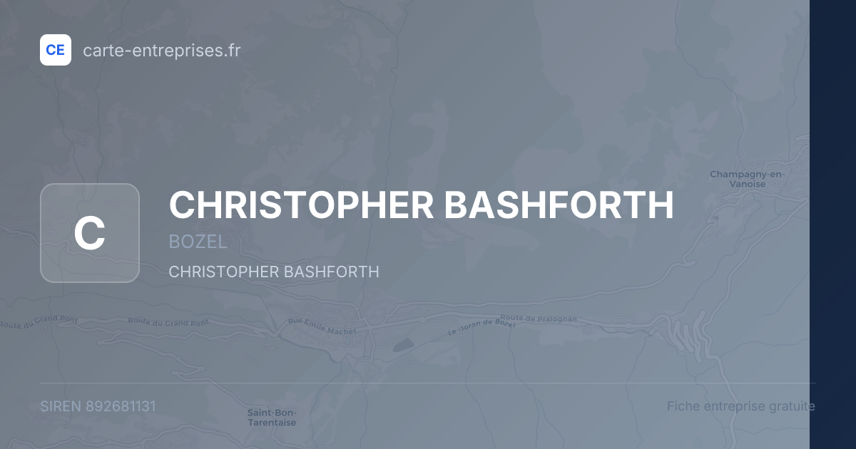 CHRISTOPHER BASHFORTH — 892681131 — fiche entreprise