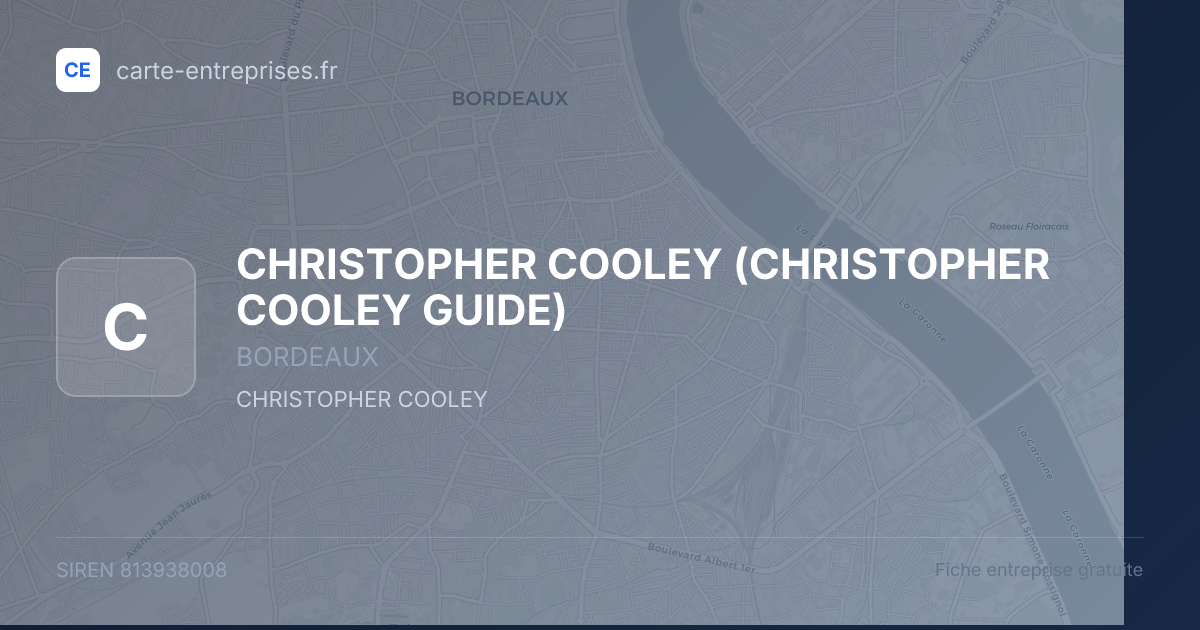 CHRISTOPHER COOLEY (CHRISTOPHER COOLEY GUIDE) — 813938008 — fiche entreprise