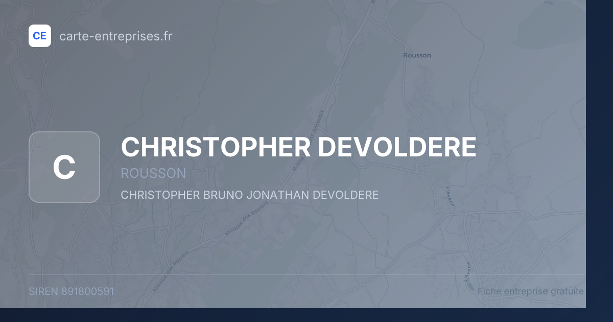 CHRISTOPHER DEVOLDERE — 891800591 — fiche entreprise