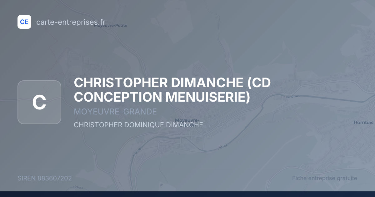 CHRISTOPHER DIMANCHE (CD CONCEPTION MENUISERIE) — 883607202 — fiche entreprise
