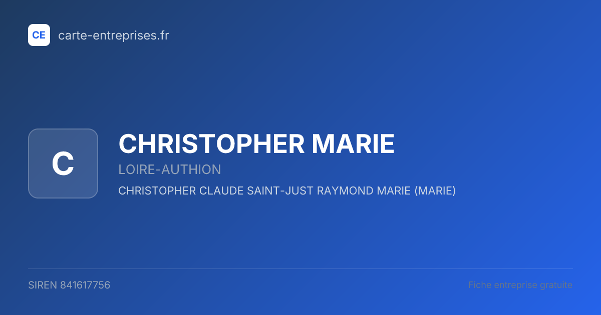 CHRISTOPHER MARIE — 841617756 — fiche entreprise