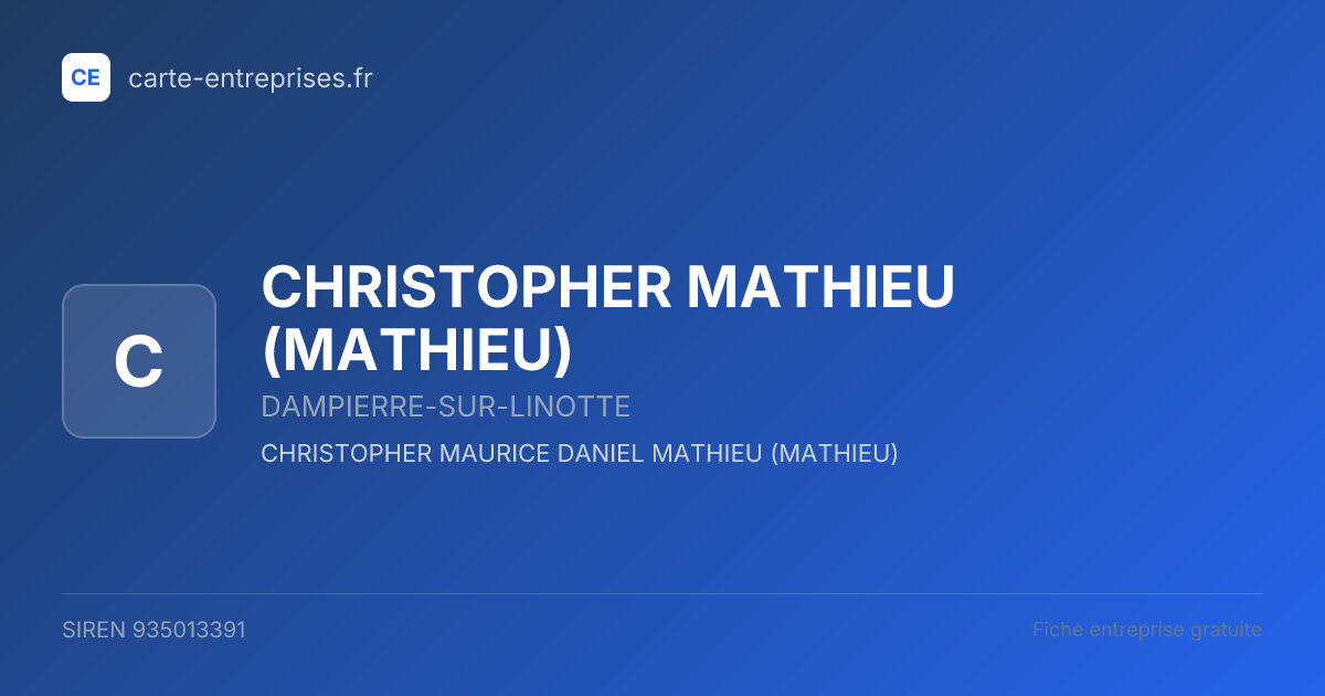 CHRISTOPHER MATHIEU (MATHIEU) — 935013391 — fiche entreprise