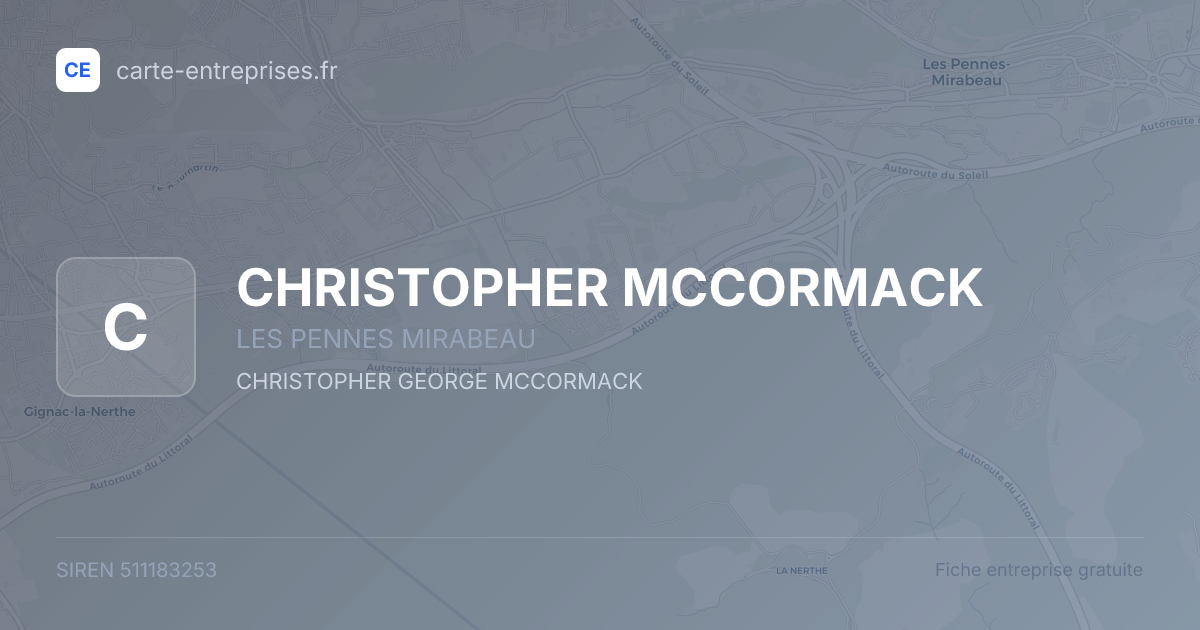 CHRISTOPHER MCCORMACK — 511183253 — fiche entreprise