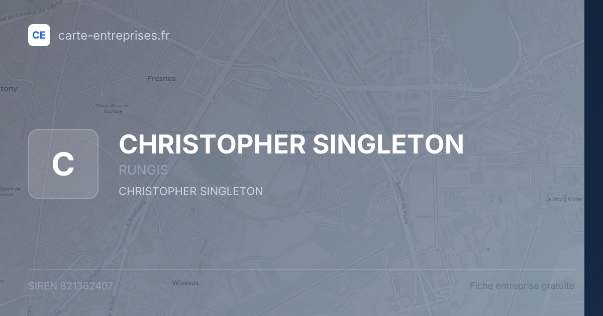 CHRISTOPHER SINGLETON — 821362407 — fiche entreprise