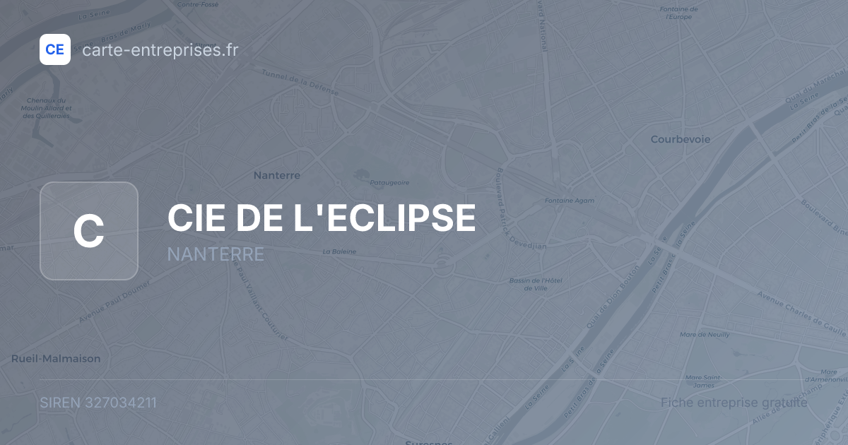 CIE DE L'ECLIPSE — 327034211 — fiche entreprise