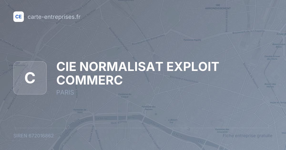CIE NORMALISAT EXPLOIT COMMERC — 672016862 — fiche entreprise