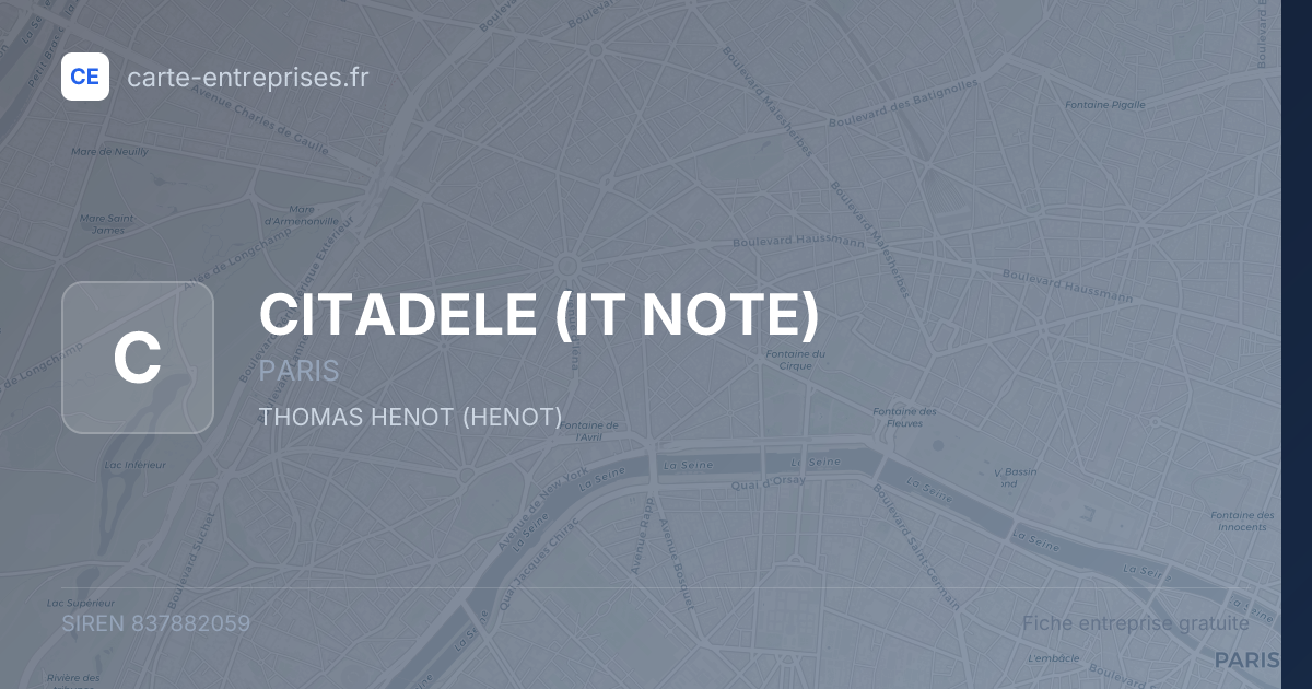 CITADELE (IT NOTE) — 837882059 — fiche entreprise