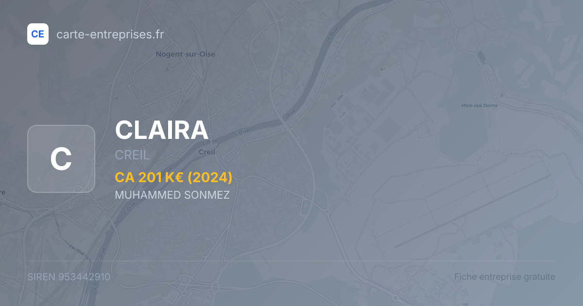 CLAIRA — 953442910 — fiche entreprise
