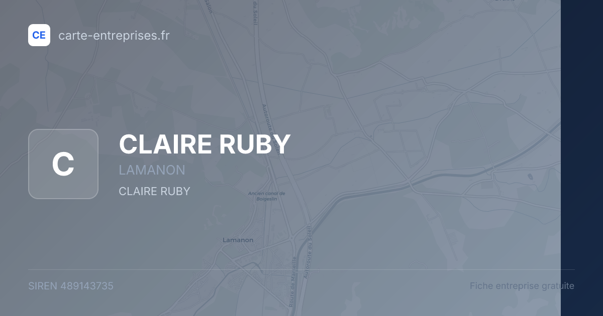 CLAIRE RUBY — 489143735 — fiche entreprise