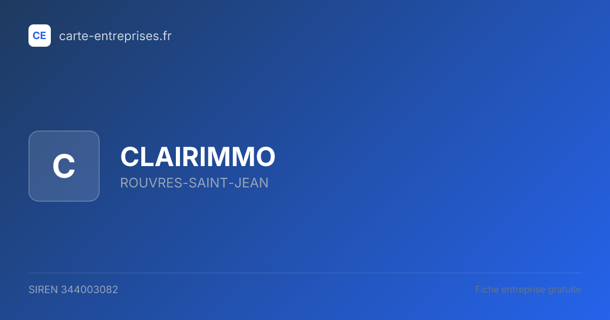 CLAIRIMMO — 344003082 — fiche entreprise