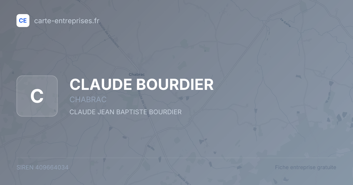CLAUDE BOURDIER — 409664034 — fiche entreprise