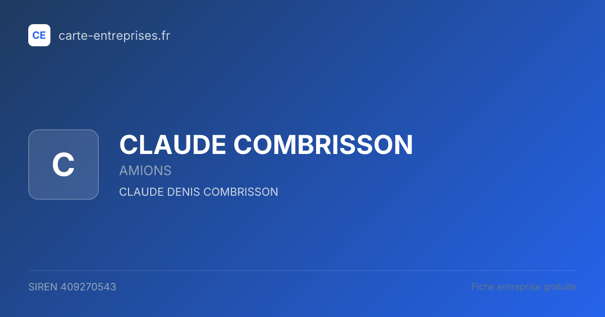 CLAUDE COMBRISSON — 409270543 — fiche entreprise